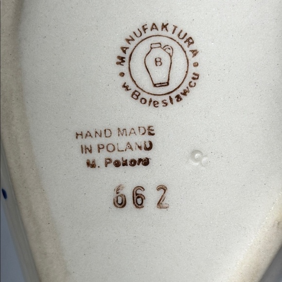 Artisanal Polish Pottery Blue and White Ceramic Spoon Rest Kitchen Tool - Picture 12 of 12